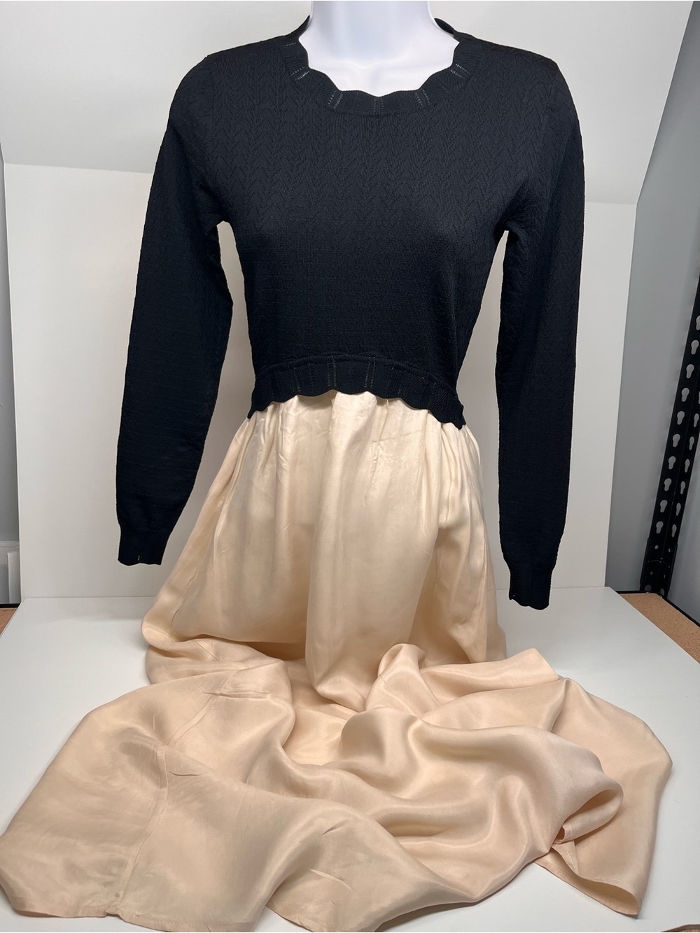 Loup Black Sweater with Cream Satin Skirt
